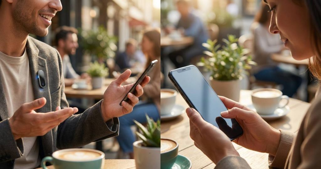 AI wearable pin device compared with modern smartphone in real-world daily use